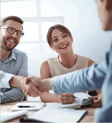 Prakat delivery lead greeting a client