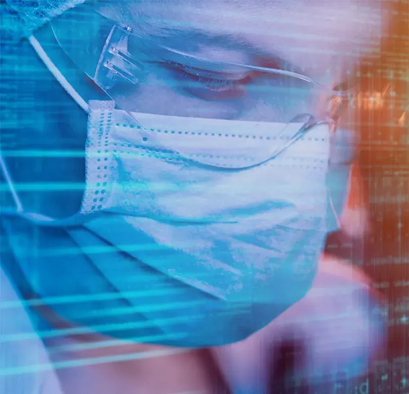 Healthcare professional working with digital health technology