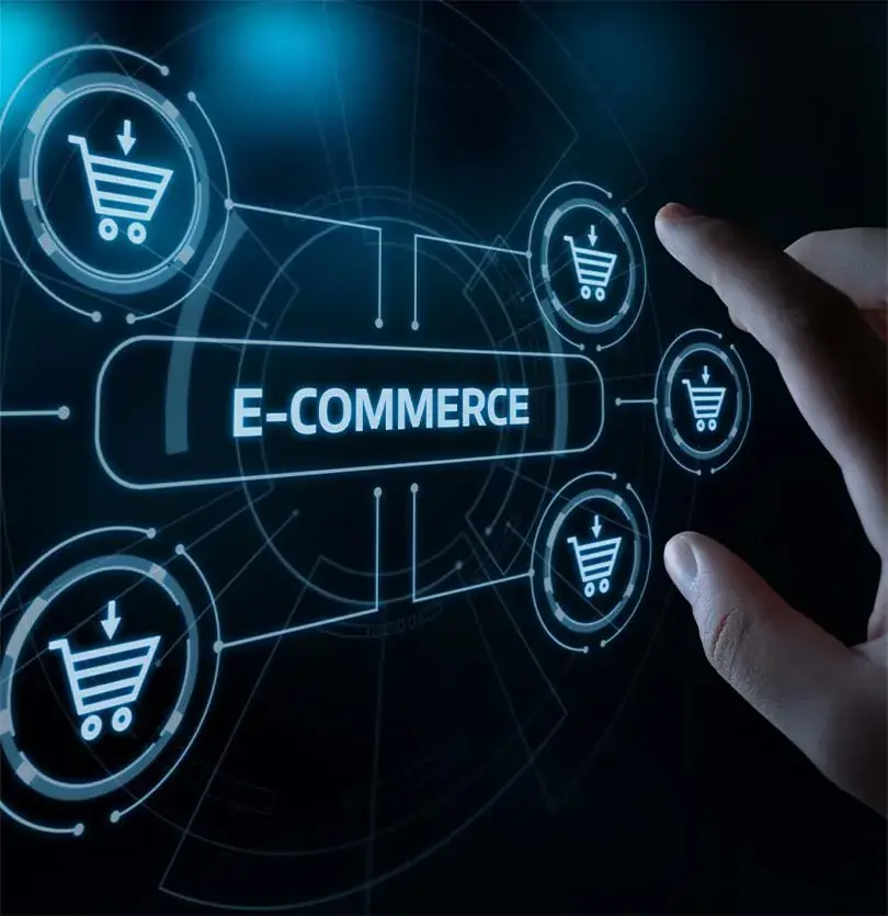 Ecommerce shopping icons on a digital display